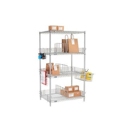 Nexelate    Silver Epoxy To Go Rack - 4 Wire Shelves, Dividers   Ledges - 24W X 18D X 63H